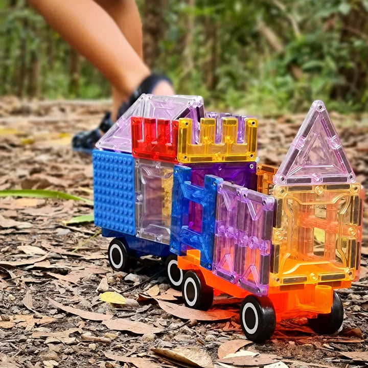 MAGBLOX® TWIN CAR PACK WITH WOODEN WHEELS