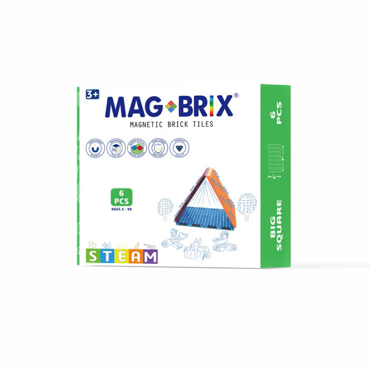 MAGBRIX® MAGNETIC BRICK TILE - BIG SQUARE 6 PCS PACK