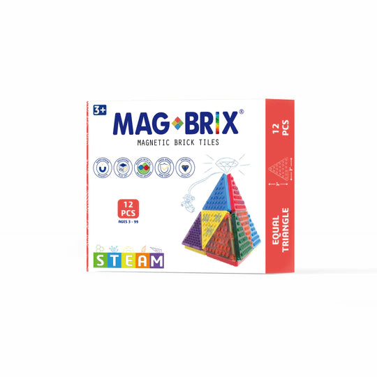 MAGBRIX® MAGNETIC BRICK TILE - EQUILATERAL TRIANGLE 12 PCS PACK