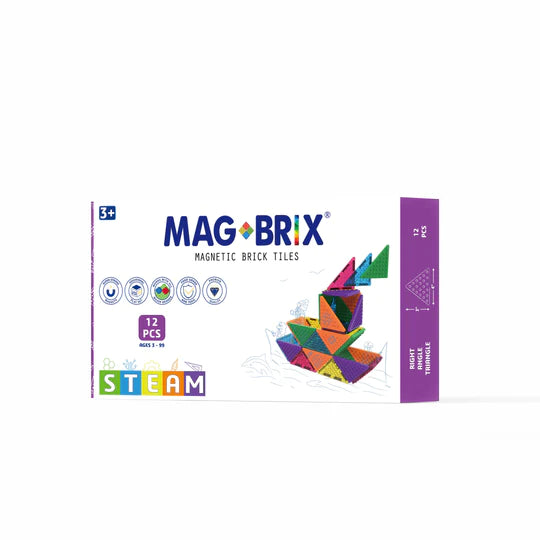 MAGBRIX® MAGNETIC BRICK TILE - RIGHT ANGLE TRIANGLE 12 PCS PACK