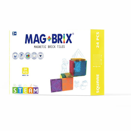 MAGBRIX® MAGNETIC BRICK TILE - SQUARE 24 PCS PACK